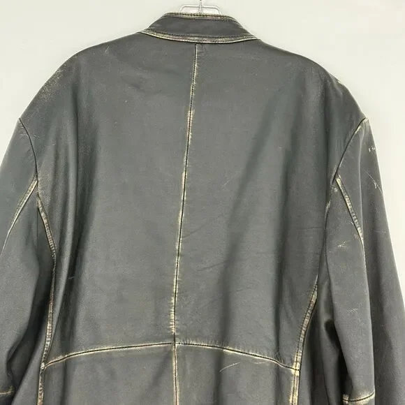 Top Gun Leather Jacket Mens XXL Distressed Moto Aviator Vintage Aviation - Picture 5 of 16